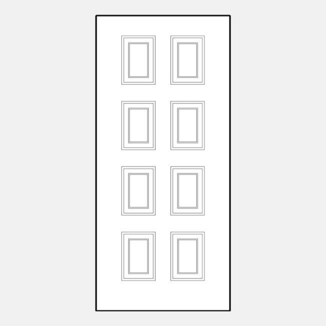 Line art of ProVia colonial style front doors: entry door style 008