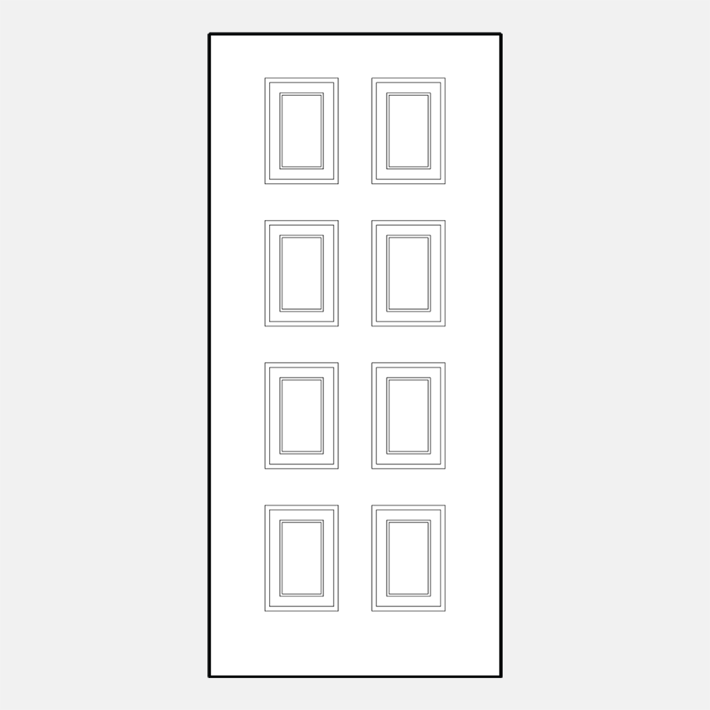 Line art of ProVia colonial style front doors: entry door style 008