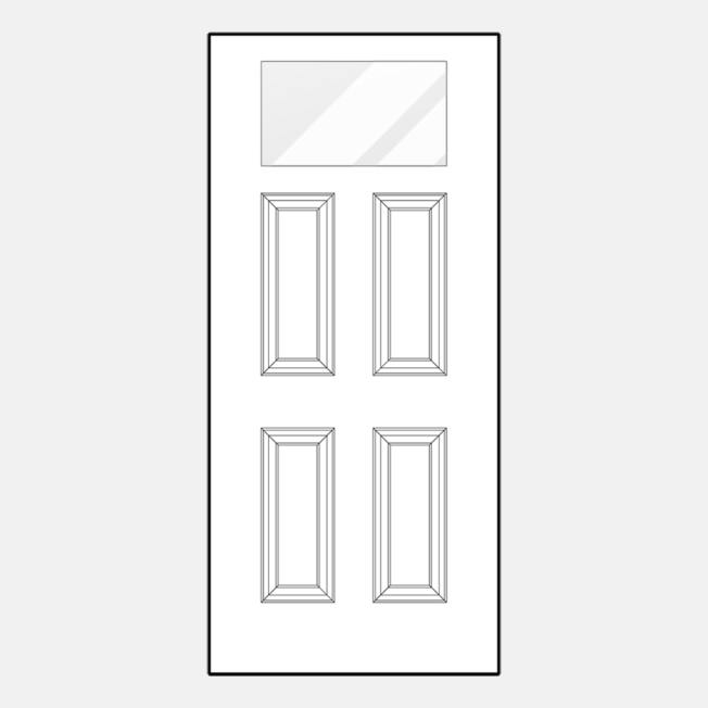 {Line art of a ProVia 420 style 4-panel door}