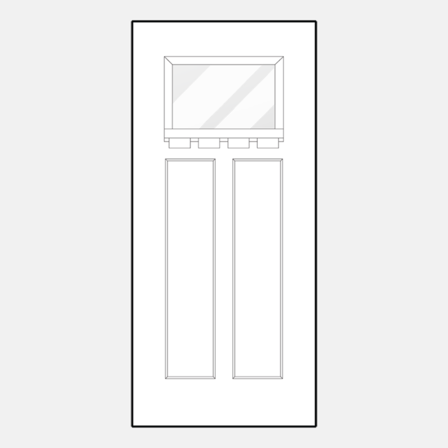 {ProVia entry door style 420-DS, example of craftsman style front doors with dentil shelves}