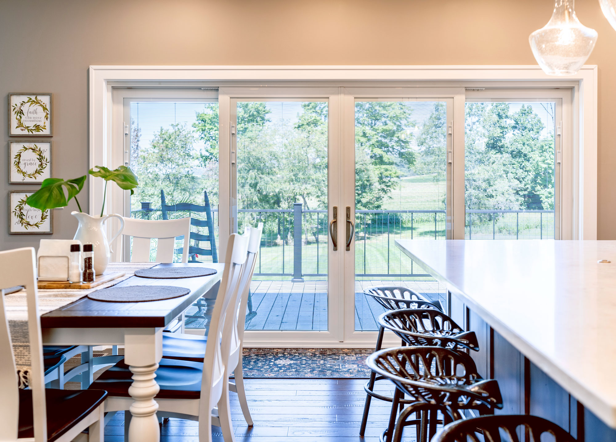 Endure™ 4-Lite Sliding Patio Door in White with Internal Blinds