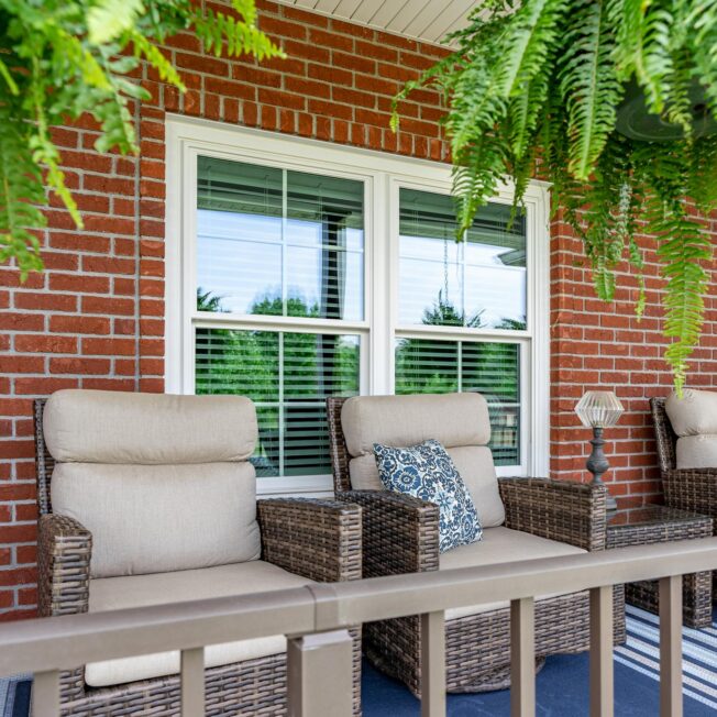 {Endure double hung windows with clear glass and cottage grids}