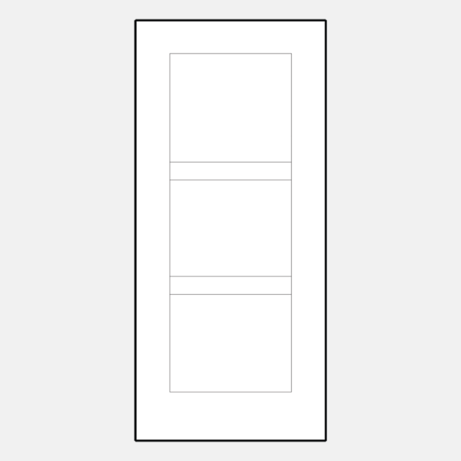 Illustration of ProVia fiberglass fir solid simulated divided panel entry door style 001C-T3-3P
