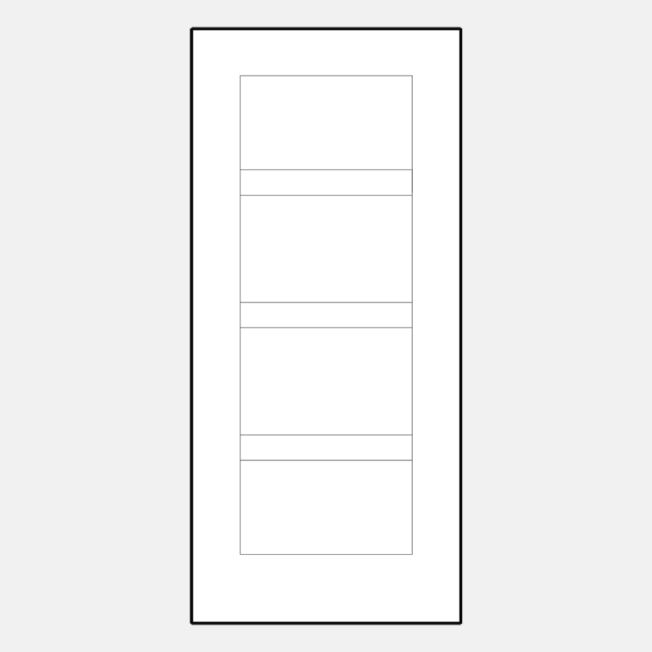 Illustration of ProVia fiberglass fir solid simulated divided panel entry door style 001C-T3-4P