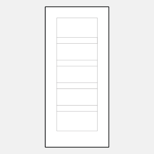 Illustration of ProVia fiberglass fir solid simulated divided panel entry door style 001C-T3-5P