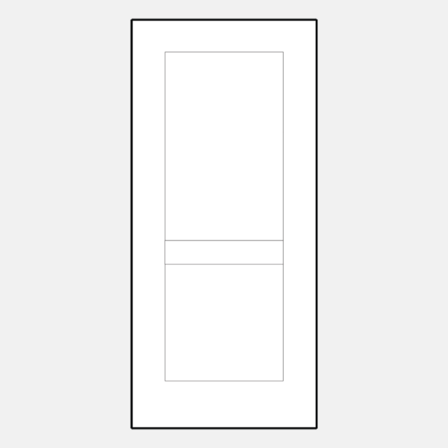 Illustration of ProVia fiberglass fir solid simulated divided panel entry door style 001C-U5-2P