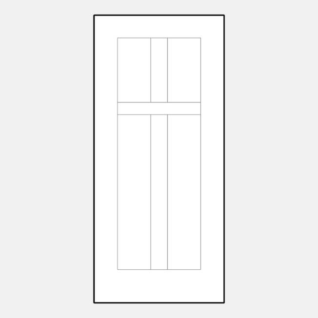 Illustration of ProVia fiberglass fir solid simulated divided panel entry door style 001C-U5-4P