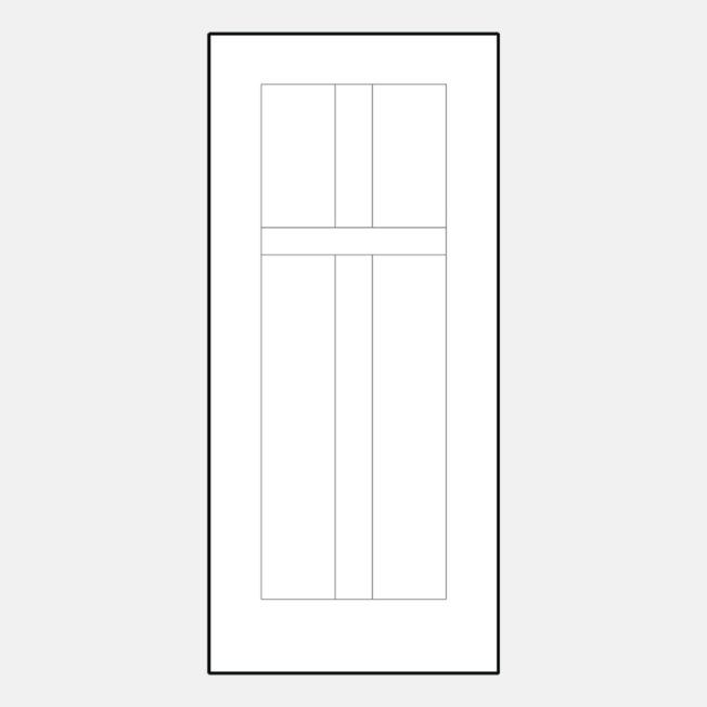 {Illustration of ProVia fiberglass fir solid simulated divided panel entry door style 001C-U5-4P}