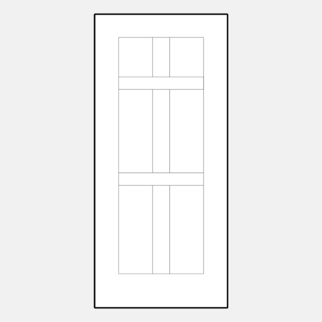 Illustration of ProVia fiberglass fir solid simulated divided panel entry door style 001C-U5-6P