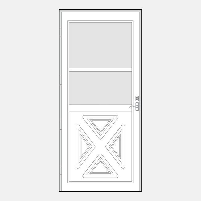{Line art of a ProVia 093 storm door style}