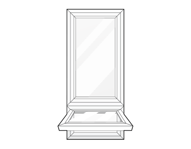 Isolated illustration of a ProVia 2-Lite Quarter Awning Window