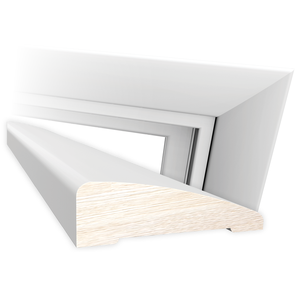 Isolated image of white MasterFit™ window trim with a 2.5