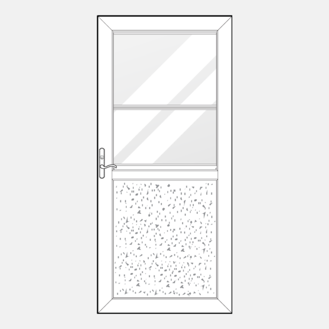 {Line art of a 279 model of one of ProVia's Spectrum retractable screen doors}