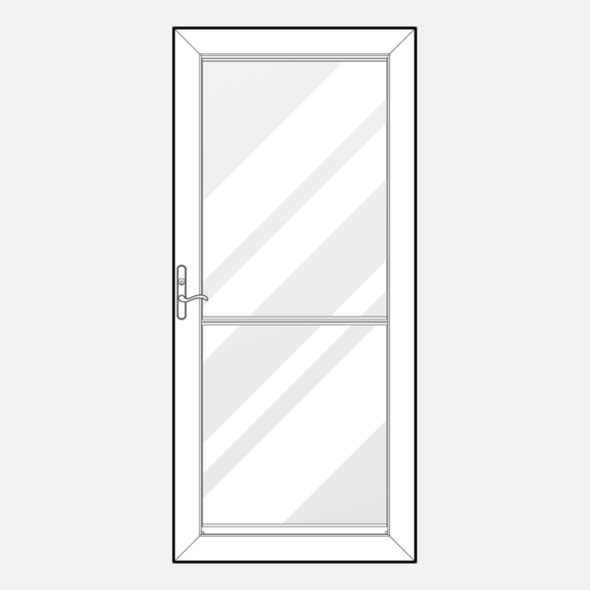Line art of a 291 model of one of ProVia's Spectrum retractable screen doors