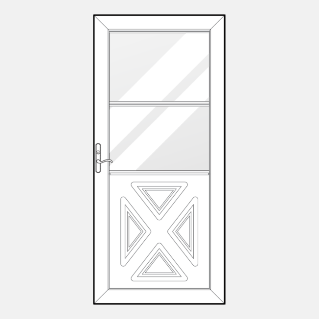 Line art of a 293 model of one of ProVia's Spectrum retractable screen doors