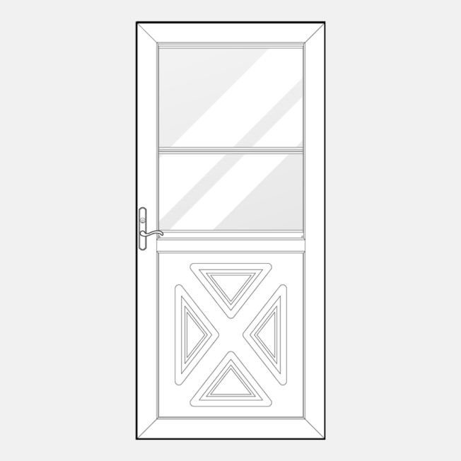 {Line art of a 293 model of one of ProVia's Spectrum retractable screen doors}