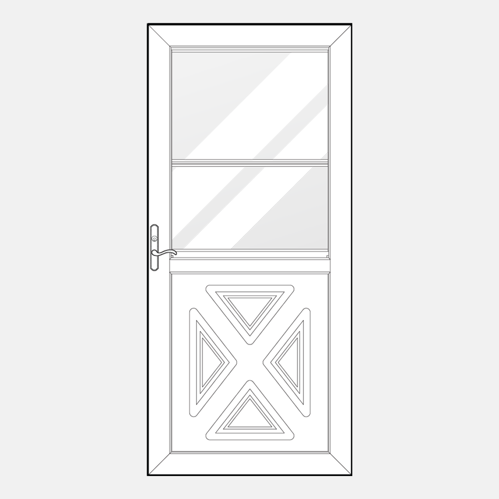 Line art of a 293 model of one of ProVia's Spectrum retractable screen doors