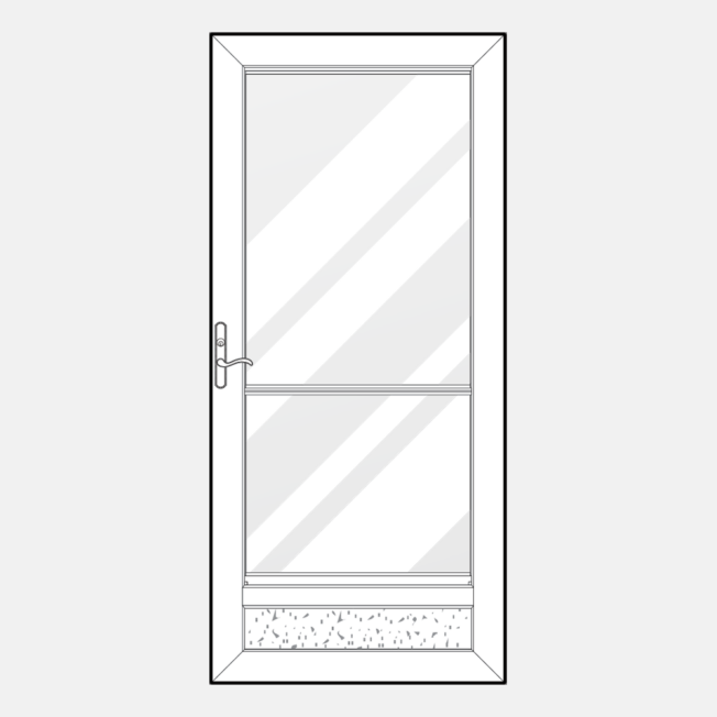 Line art of a 298 model of one of ProVia's Spectrum retractable screen doors