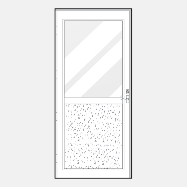 Illustration of a Deluxe storm door 374 flush half-lite