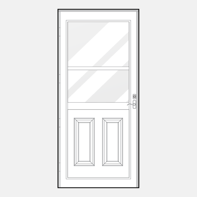 {Line art of a ProVia 379-C storm door style}