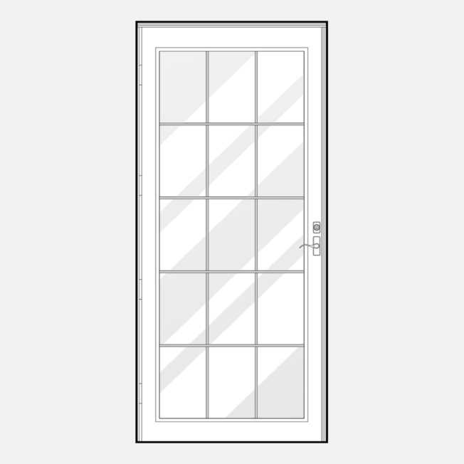 {Line art of a ProVia 382 storm door style}