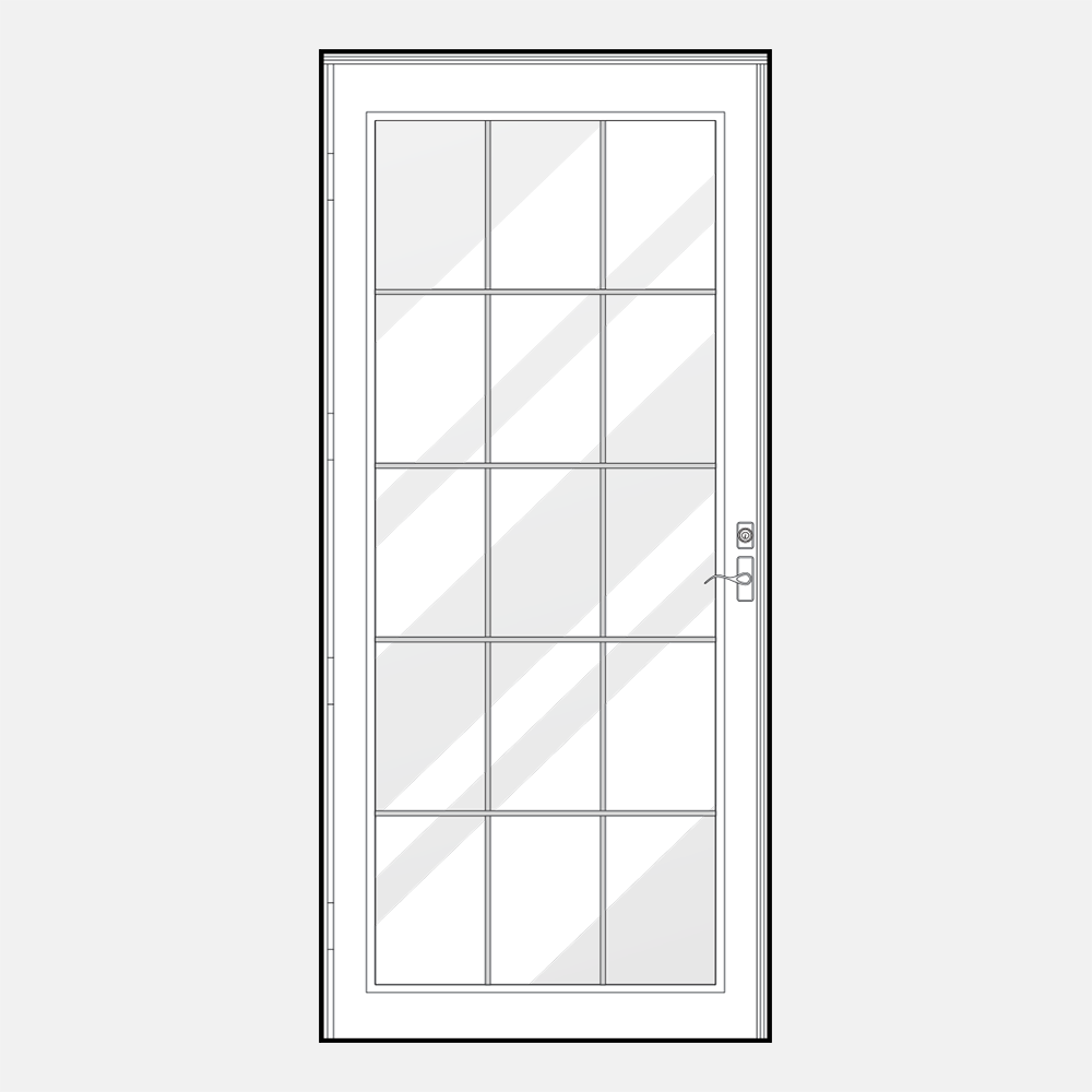Line art of a ProVia 382 storm door style