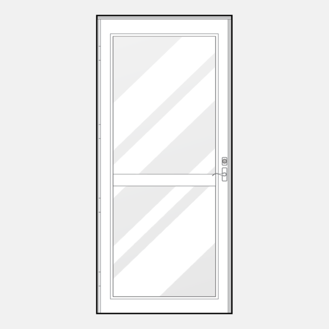 {Line art of a ProVia 391 storm door style}