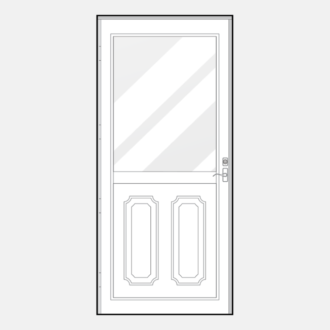 Line art of a ProVia 394 storm door style