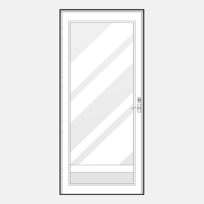 Line art of a ProVia 396-V storm door style