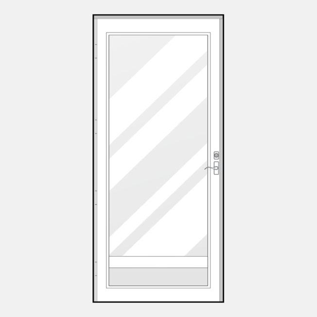{Line art of a ProVia 396-V storm door style}