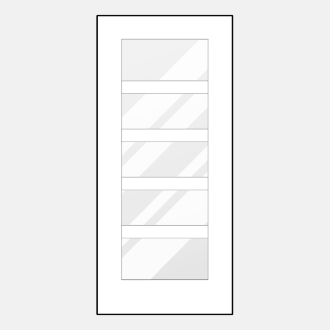 Illustration of ProVia front door with simulated divided lites; style 460-T3-5L front door with glass