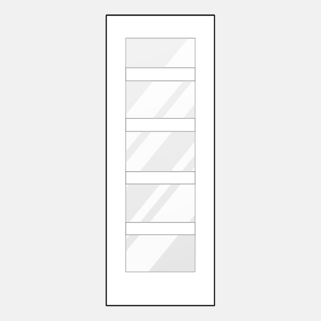 {Illustration of ProVia 8-foot front door with simulated divided lites; style 460-T3-5L 8-foot front door with glass}
