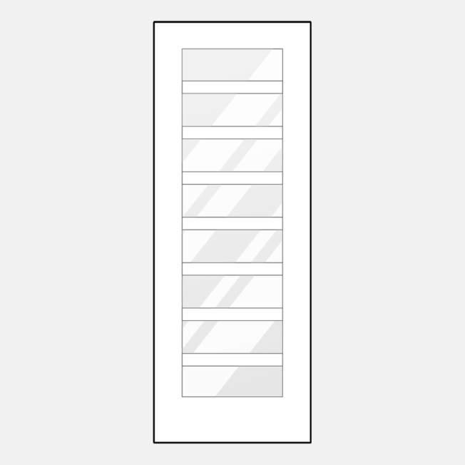 {Illustration of ProVia 8-foot front door with simulated divided lites; style 460-T3-7L 8-foot front door with glass}