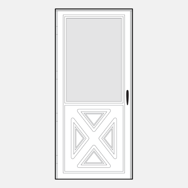 Line art of a ProVia 895 storm door style