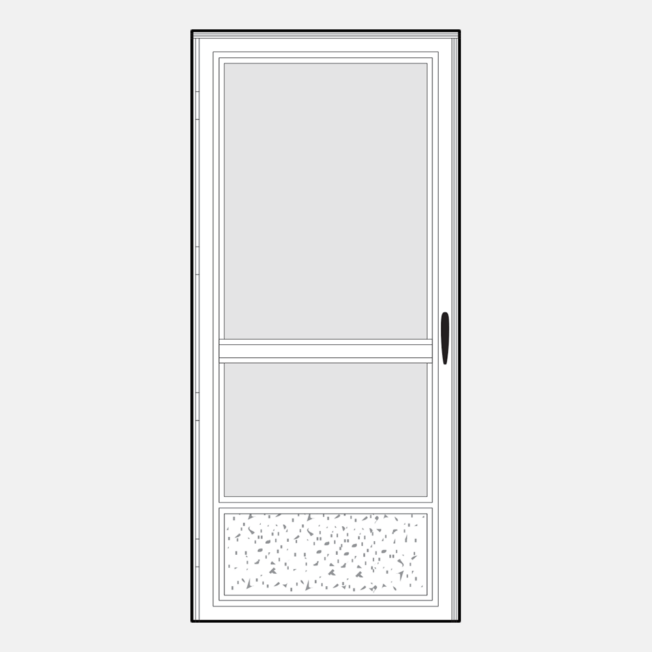 {Line art of a ProVia 898 storm door style}