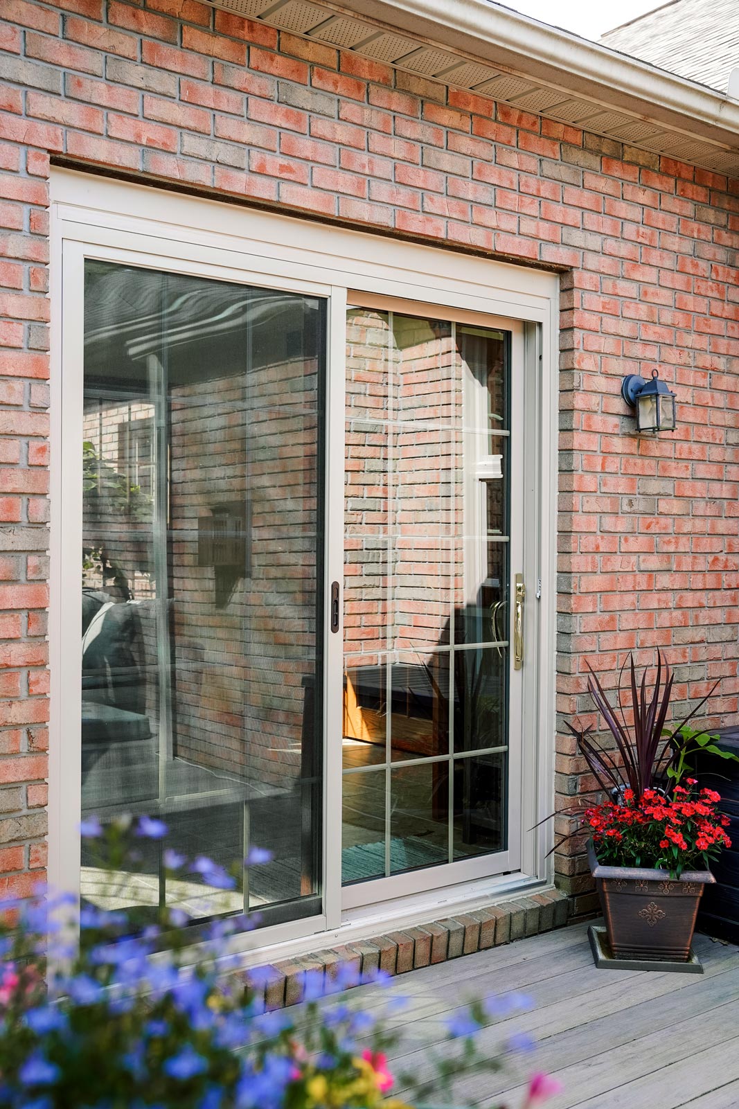Aeris™ Patio Door in Sandstone with Colonial Grids