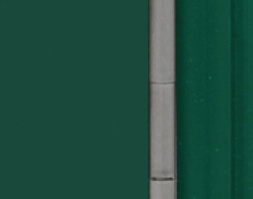 {Closeup view of an  Anodized Satin Nickel Storm Door Piano Hinge}