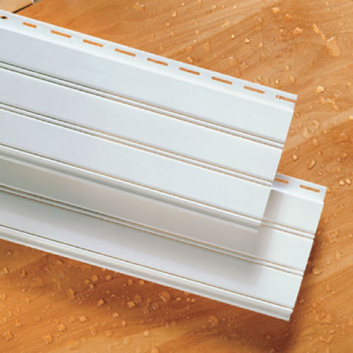 Beaded vinyl soffit siding in White