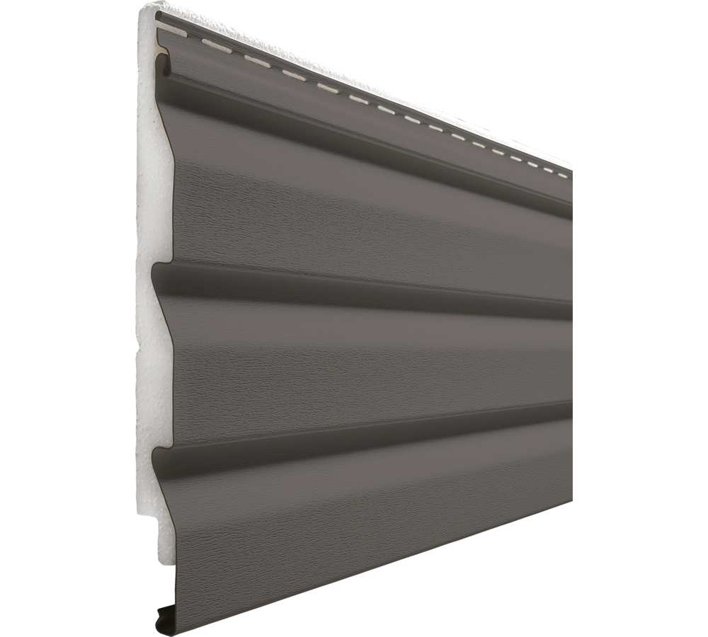 Isolated Image of a piece of ProVia® CedarMAX® Triple 4-Inch Insulated Vinyl Siding in Timberline