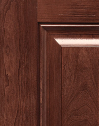 Closeup view of Cherry woodgrain skin for Embarq and Signet fiberglass entry doors