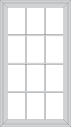 {Isolated image of a ProVia double hung window with Colonial grids}