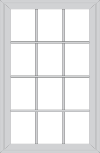 {Isolated image of a ProVia double hung window with Colonial grids}
