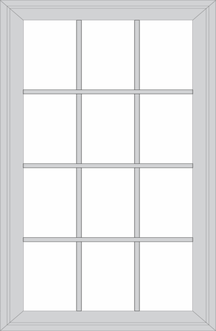 Isolated image of a ProVia double hung window with Colonial grids