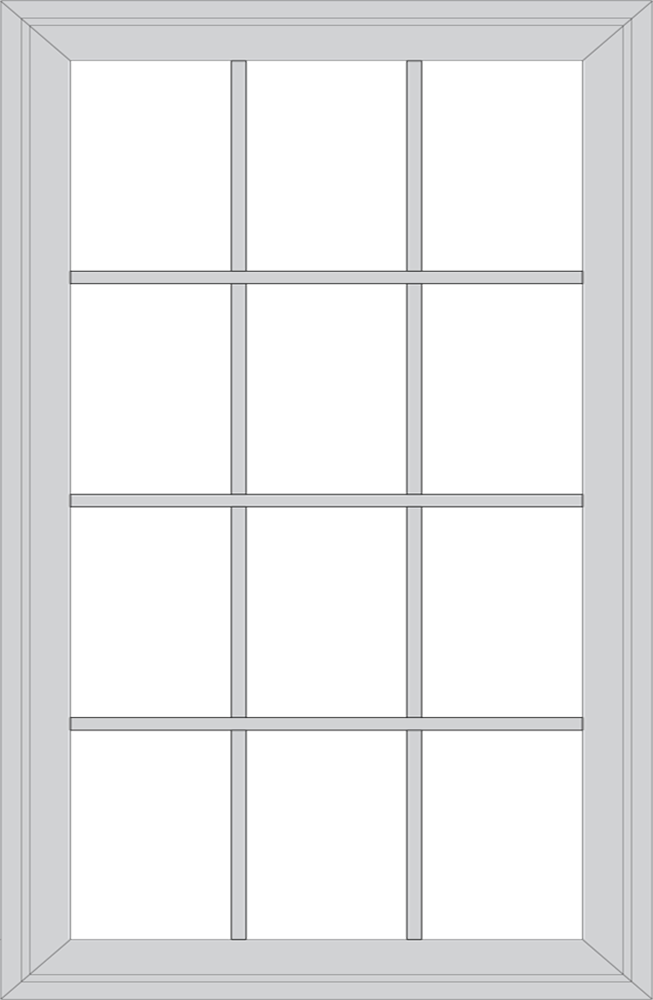 Isolated image of a ProVia double hung window with Colonial grids
