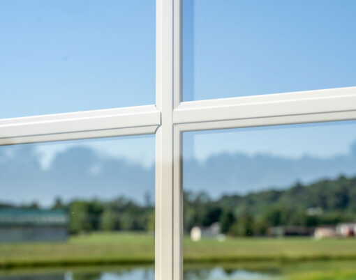 {Closeup view of contoured window grid option for ProVia windows}