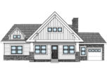 {Illustration of a Craftsman-style home featuring Craftsman windows and a Craftsman style front door}