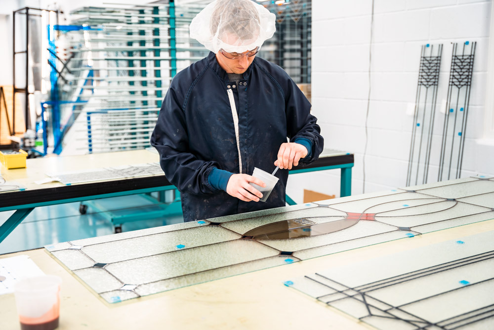 ProVia employee creating Art Glass