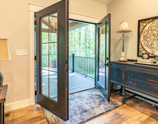 {Legacy™ 460 Steel exterior French Doors in Rustic Bronze with Internal Grids, example of French exterior replacement doors}