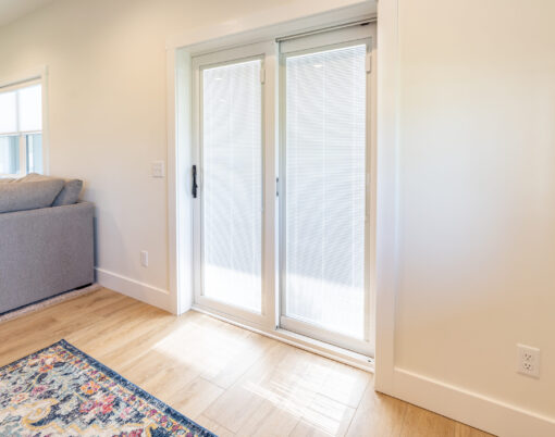 {Endure sliding glass patio door in white with built in blinds}