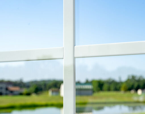 {Closeup view of flat window grid option for ProVia windows and patio doors}